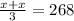 \frac{x + x}{3} = 268