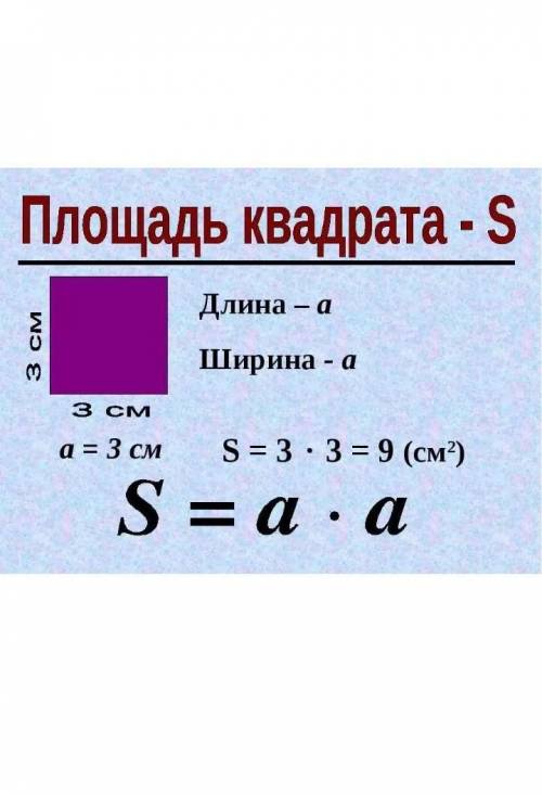 Изобразить квадрат. Найти его площадь​