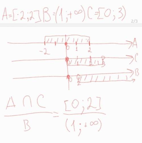 Заданы числовые множества А=[-2;2], B=(1;∞), C=[0;3).Найдите (А∩С)\ В​