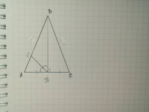 )У рівнобедреному трикутнику АВС, АС- основа, ВД-медіана. В трикутнику АВД проведена бісектриса ДЕ.