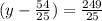 (y-\frac{54}{25}) = \frac{249}{25}