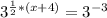 3^{\frac{1}{2}*(x+4)} = 3^{-3}