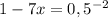 1-7x=0,5^{-2}