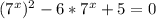 (7^x)^2-6*7^x+5=0