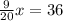 \frac{9}{20}x = 36