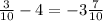 \frac{3}{10}-4 = -3\frac{7}{10}