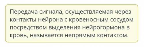 Как называется передача сигнала,осуществляемаячерез контактынейрона скровеноснымсосудом посредствомв