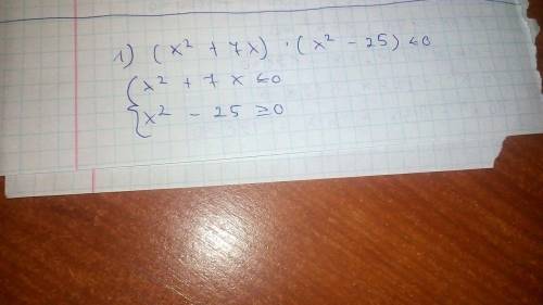 Найдите множество решений неравенства 1) (x^2 + 7x)(x^2 - 25)⩽0 2)(x^2 + 6x + 5)(x^2 - 3x)>0