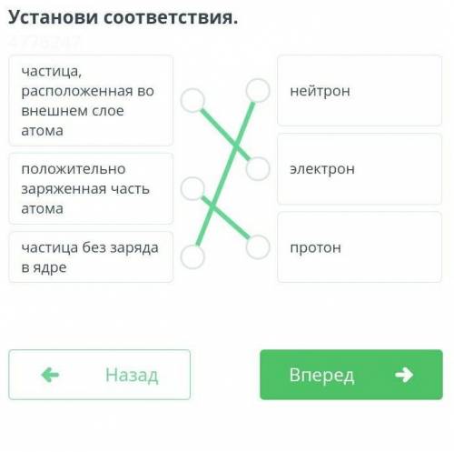 Установи соответствия. частица, расположенная во внешнемСлое атоманейтронположительно заряженная час