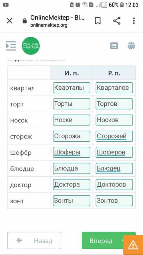 Образуй от существительных в первом столбике формымножественного числаименительного и родительногопа