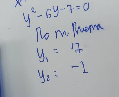 Найдите корни квадратного трёхчлена у^2-6у-7=0​