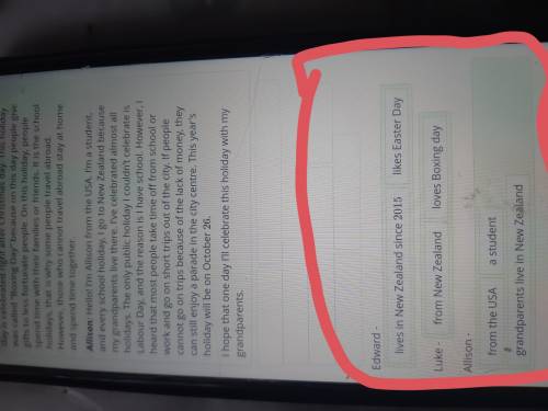 New Zealand Drag the information and match with the right names. Edward - Luke - Allison -