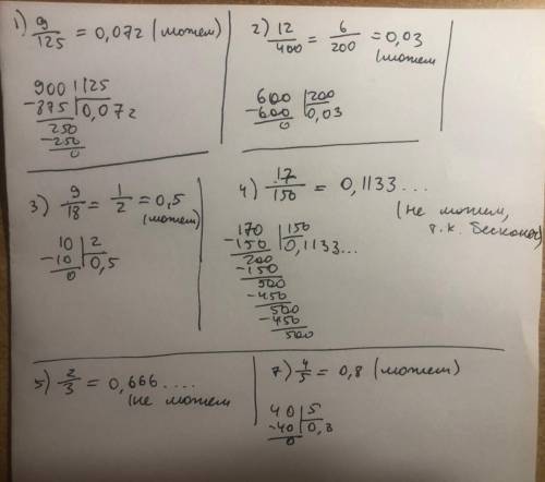 Какие из данных обыкновенных дробей можно преобразовать в десятичную Выберите из списка:9/12512/4009