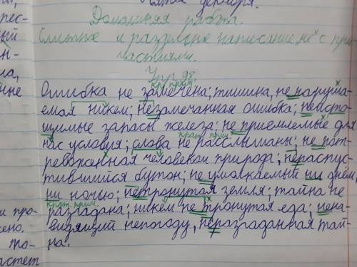 Упражнение 98. Спишите, устно объясняя слитное и раздельное написание не. Графически выделите изучен