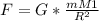 F=G*\frac{mM1}{R^2}