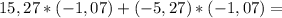 15,27*(-1,07)+(-5,27)*(-1,07) =