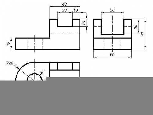 нарисовать 3 вид(сбоку), с размерами