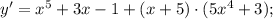 y'=x^{5}+3x-1+(x+5) \cdot (5x^{4}+3);