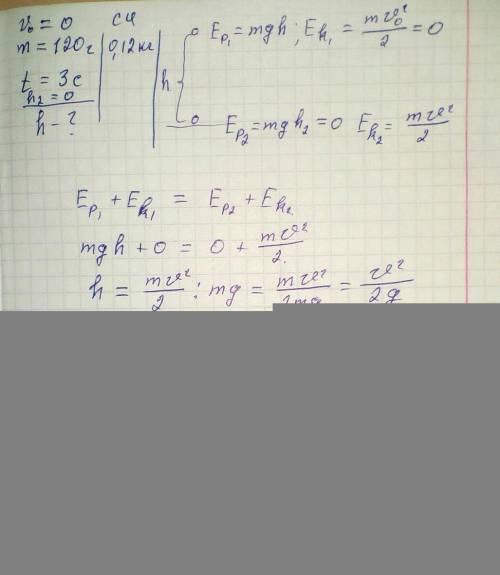 Определите с какой высоты падал камень массой 120 г, если время его падения 3 с. А. 25 м. Б. 15 м. В