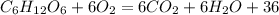 C_6H_{12}O_6+ 6O_2=6CO_2+6H_2O + 36 АТФ