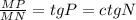 \frac{MP}{MN} = tgP= ctgN