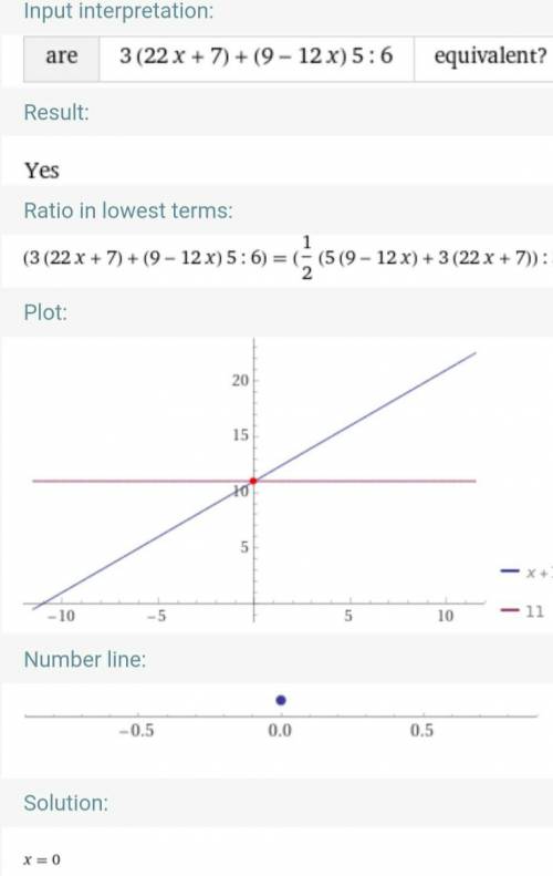 Решите уравнение: (3(22х + 7) + (9 - 12х) 5) : 6 = 11.