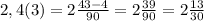 2,4(3)=2\frac{43-4}{90}=2\frac{39}{90}= 2\frac{13}{30}