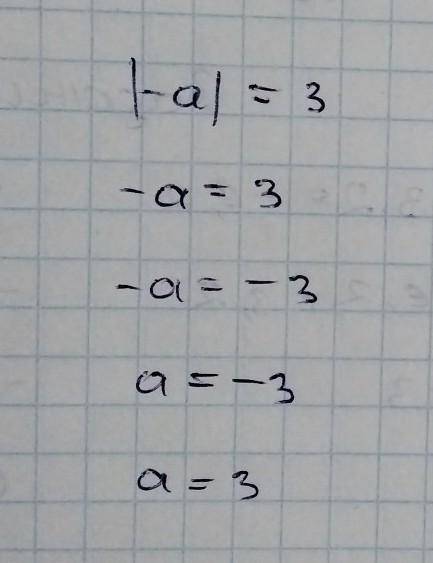 Известно что |-a|=3 чему равно |a|