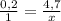 \frac{0,2}{1}=\frac{4,7}{x}