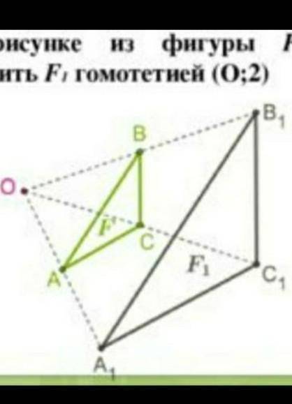 Постройте из фигуры F фигуру F1 гомотетией (O; 1/2)