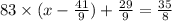 83 \times (x - \frac{41}{9} ) + \frac{29}{9} = \frac{35}{8}