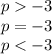 p - 3 \\ p = - 3 \\ p < - 3 \\ \ \: