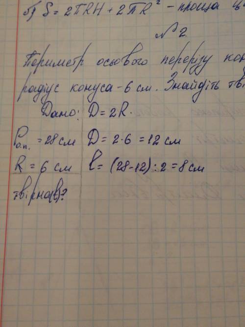 Периметр осьового перерізу конуса 28 см, радіус конуса 6 см.Знайдіть твірну конуса(з описанием пошаг