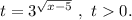 t = 3^{\sqrt{x-5}}\ ,\ t0.