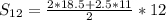 S_{12} = \frac{2*18.5+2.5*11}{2} * 12