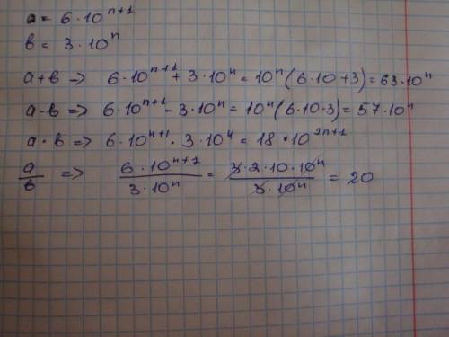 ДополнительноезаданиеВычислите a + b, а — b,a - b, a : b, еслиa= 6,4 × 10⁴,b = 1,6 - 10³.​