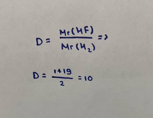 3. вычислите относительную плотность фтороводорода HF по водороду.​