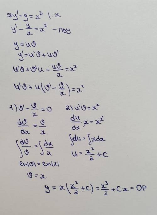 Найти частное решение линейного уравнения xy'-y'=x^3, если y=1/2 при x=1 решить данный пример