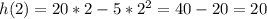 h(2)=20*2-5*2^2=40-20=20