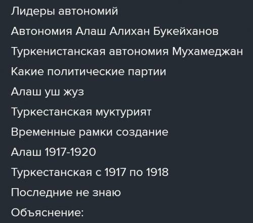 Сравните Туркестанскую автономию и Алаш-Орду: № Критерии сравнения Туркестанская автономия Алашская