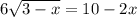 6 \sqrt{3 - x} = 10 - 2x