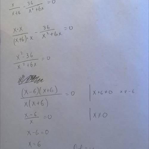 1)Решите уравнение x/x+6 - 36/x²+6x =0Решите с объяснением не только ответ