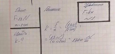 Вариант – 1 1. Какова жесткость пружины, еслиприложенная сила 13 Н вызываетдеформацию 1 см?2. Опреде