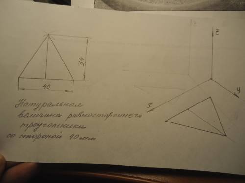 Постройте изометрическую проекцию равностороннего треугольника со стороной 40мм фронтальную диметрич