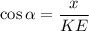 \cos\alpha=\dfrac{x}{KE}