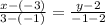 \frac{x-(-3)}{3-(-1)} = \frac{y-2}{-1-2}