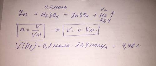 3. Какой объем (н.у.) водорода выделится при взаимодействии цинка раствором сернойсерной кислоты, со