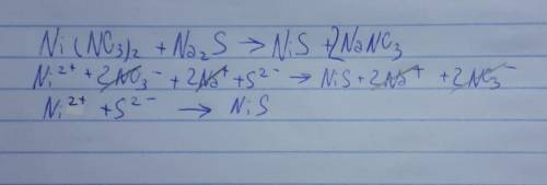Закінчить рівняння реакції,розставте коефіцієнти,складіть повне та скорочене рівняння Ni(NO3)2+NA2S