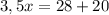 3,5x=28+20