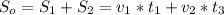 S_o=S_1+S_2=v_1*t_1+v_2*t_3